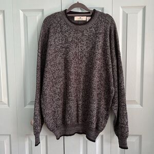 Marquis Mens Y2K Knit Grandpa‎ Sweater Large Black Gray Crewneck